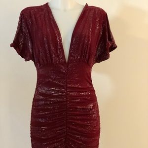 Burgundy / Silver fitted dress